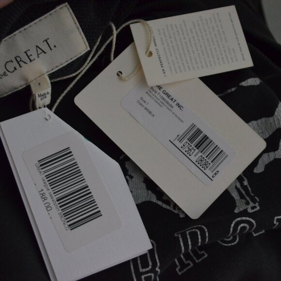 NWT $188 Sz 1 S The Great. Washed Black The League Bucking Bronco  Sweatshirt - Picture 5 of 6